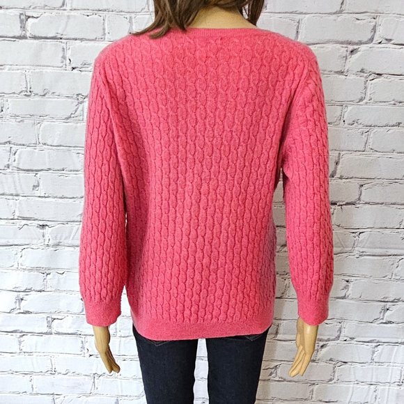 Banana Republic, Wool & Cashmere - pink cable knit v-neck pullover sweater - Picture 9 of 13